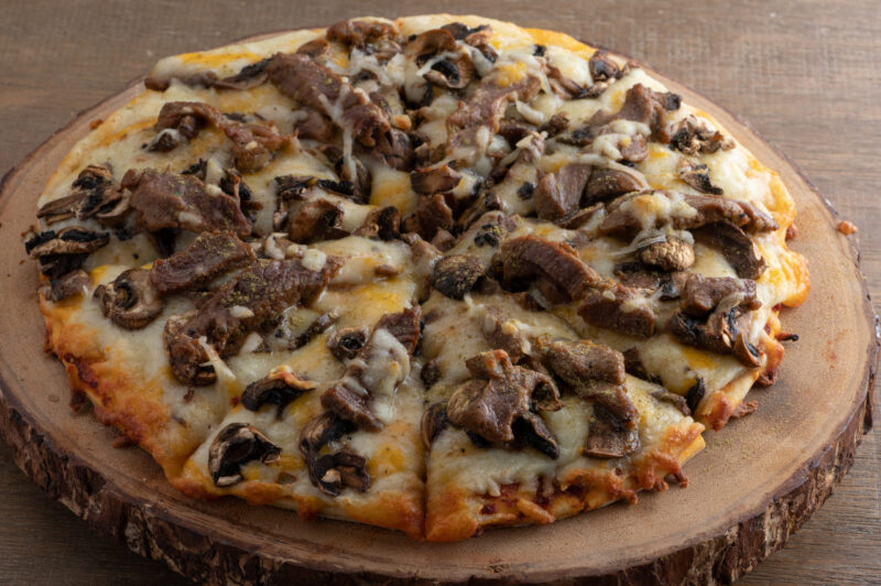 STEAK and MUSHROOM PIZZA