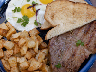 Steak and eggs