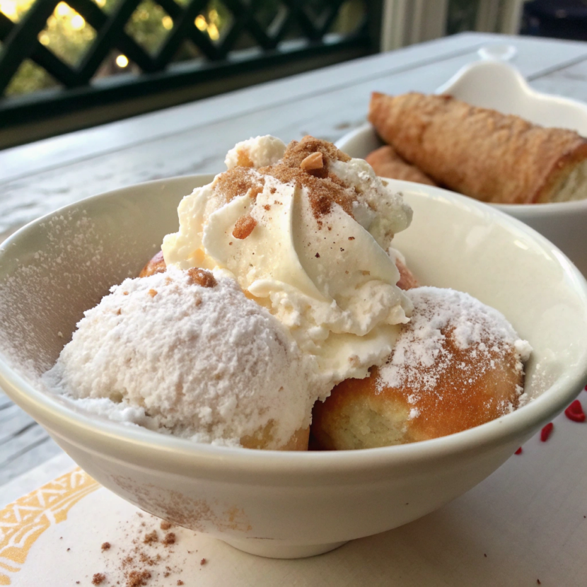 Caramel Beignets with Ice Cream
